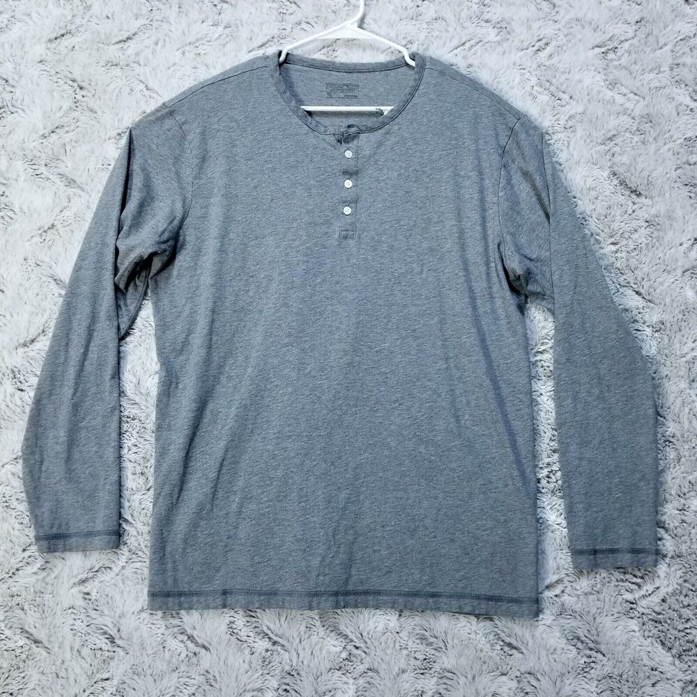 Patagonia T Shirt Mens XL Gray 1/4 Button Long Sleeve Pullover Worn Wear